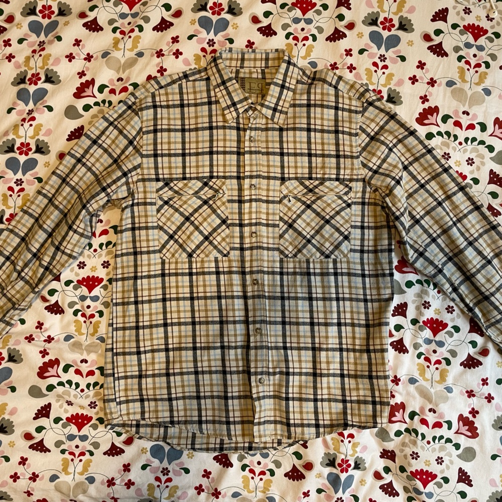 European Project Checkered Cotton Long-Sleeve Shirt, Size L